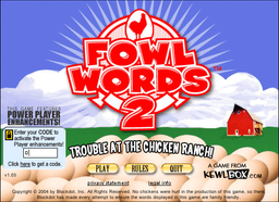 Logo: Fowl Words 2: Trouble at the Chicken Ranch!