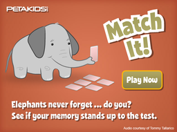 Logo: "Elephants Never Forget!" Memory Game