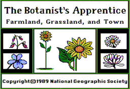Logo: The Botanist's Apprentice: Farmland, Grassland, and Town