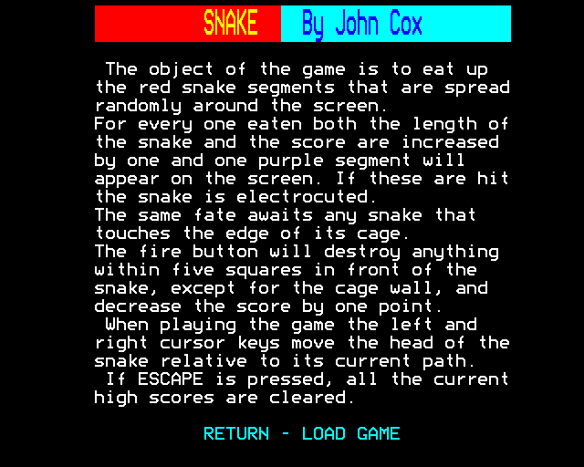 Game cover: Snake