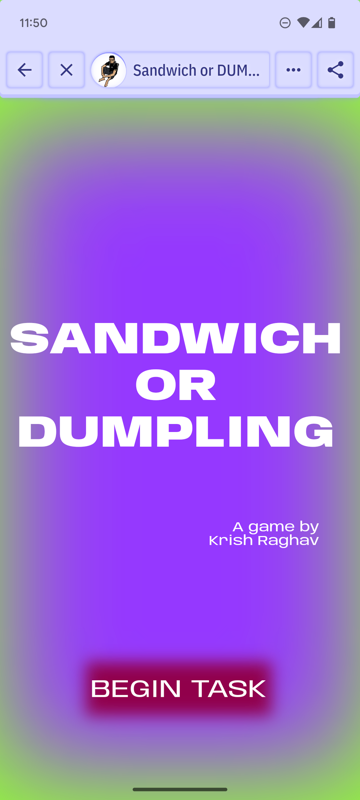 Game cover: Sandwich or Dumpling
