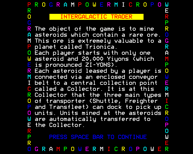 Game cover: Intergalactic Trader