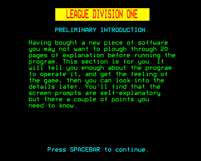 Game cover: League Division One