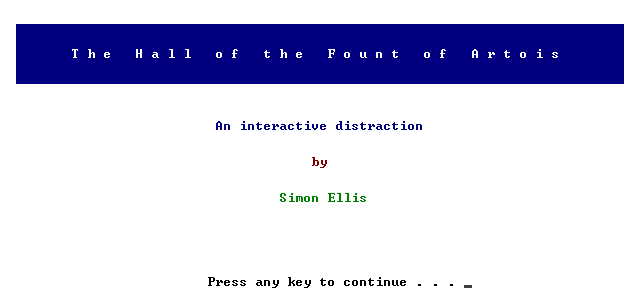Game cover: The Hall of the Fount of Artois