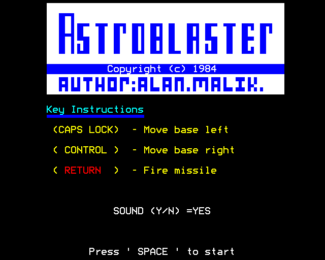 Game cover: Astro Blaster