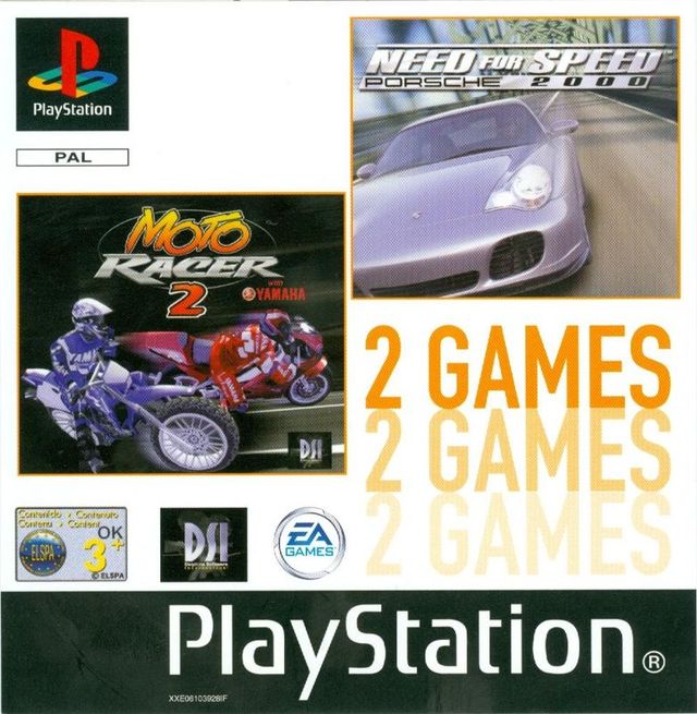Game cover: 2 Games: Need for Speed: Porsche 2000 / Moto Racer 2