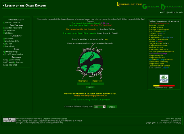 Game cover: Legend of the Green Dragon