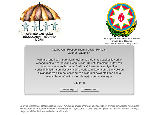 Game cover: "Azərbaycan Respublikasının dövlət rəmzlərı" oyunu