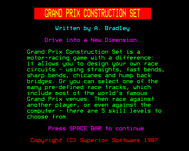Game cover: Grand Prix Construction Set