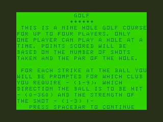 Game cover: Golf