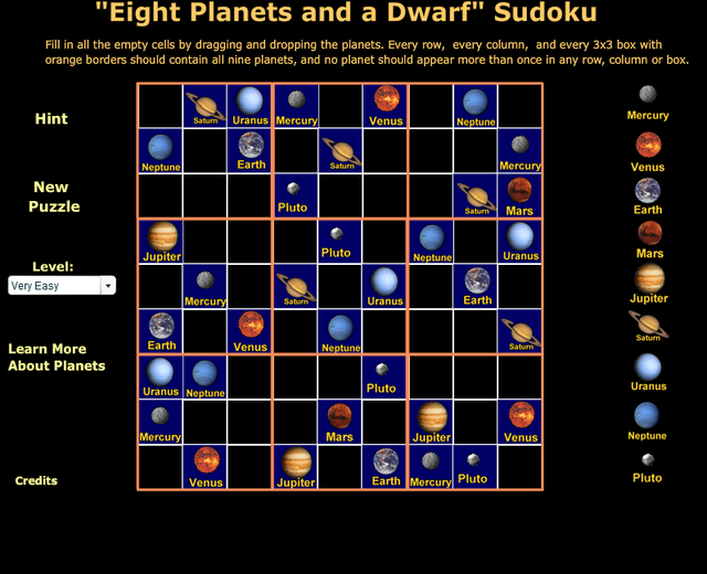 Game cover: Nine Planets Sudoku