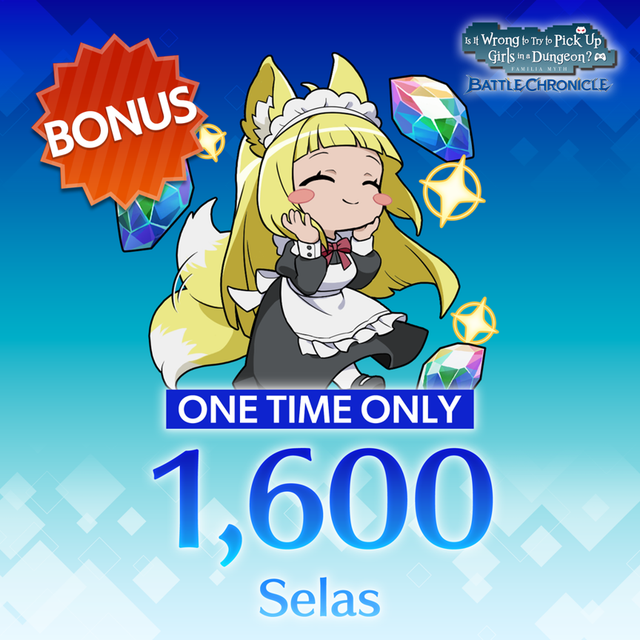 Game cover: DanMachi: Battle Chronicle - One Time Only: 1600 Selas