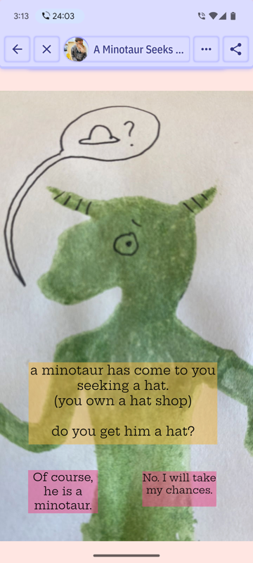 Game cover: A Minotaur Seeks a Hat