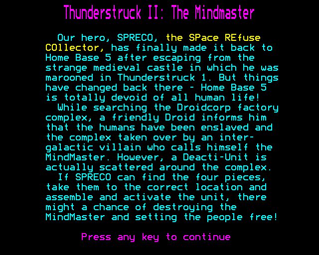 Game cover: Thunderstruck 2: The Mindmaster