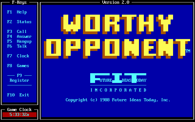 Game cover: Worthy Opponent