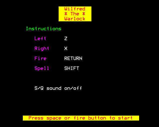 Game cover: Wilfred the Warlock