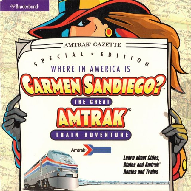 Game cover: Where in America is Carmen Sandiego? The Great Amtrak Train Adventure