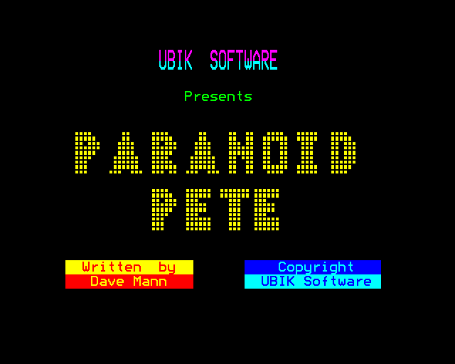 Game cover: Paranoid Pete