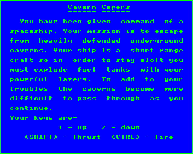 Game cover: Cavern Capers