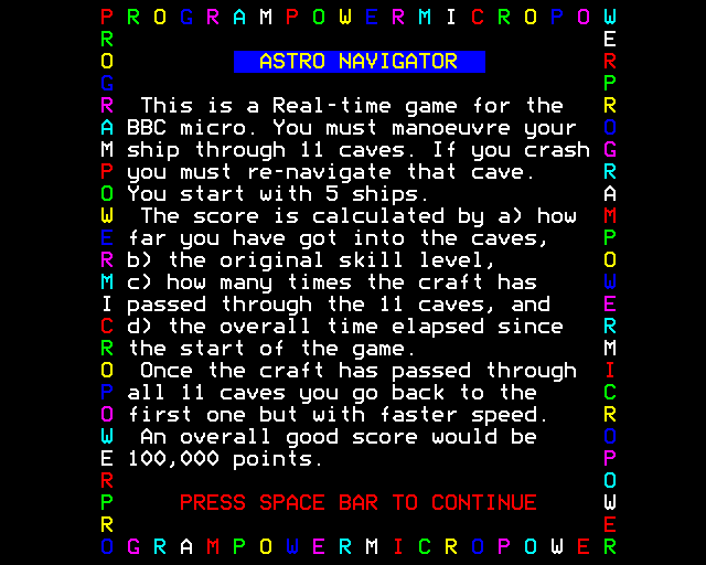 Game cover: Astro Navigator