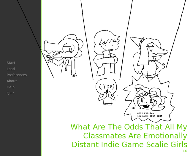 Game cover: What Are The Odds That All MY Classmates Are Emotionally Distant Indie Game Scalie Girls?