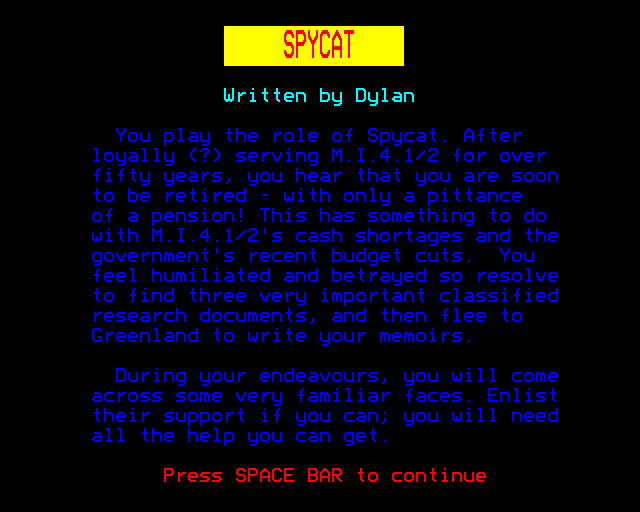 Game cover: Spycat