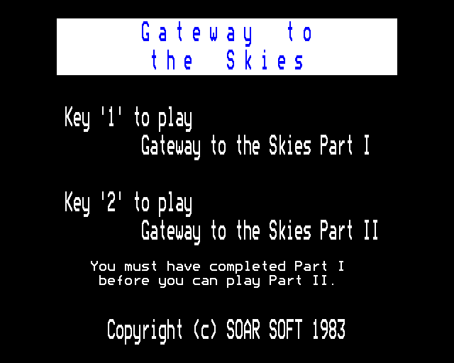 Game cover: Gateway to the Skies