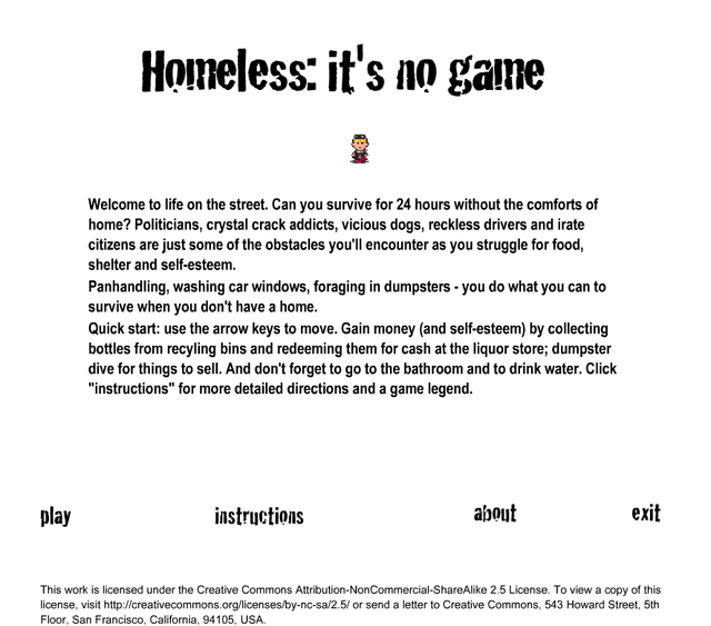 Game cover: Homeless: it's no game