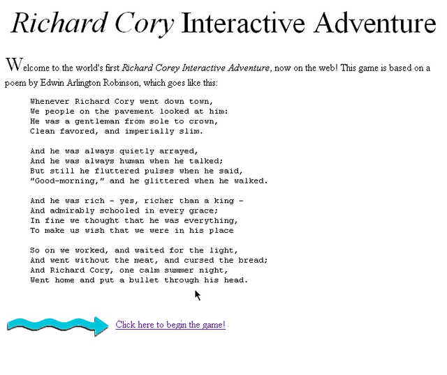 Game cover: Richard Corey Interactive Adventure