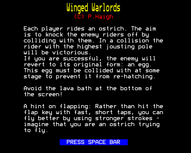Game cover: Winged Warlords