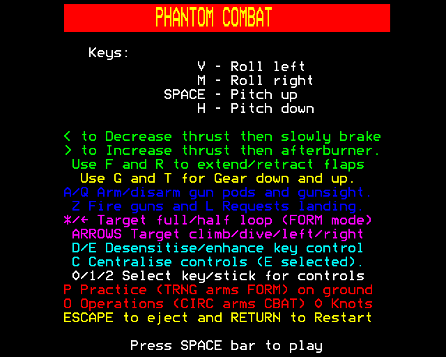 Game cover: Phantom: Combat Flight Simulation