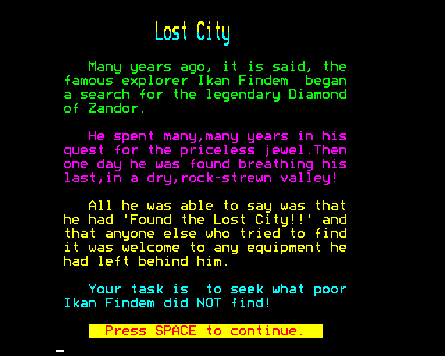 Game cover: Lost City