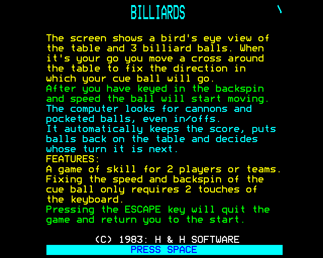 Game cover: Billiards