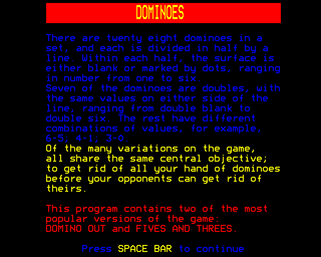 Game cover: Dominoes