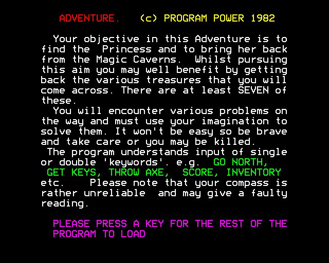 Game cover: Adventure