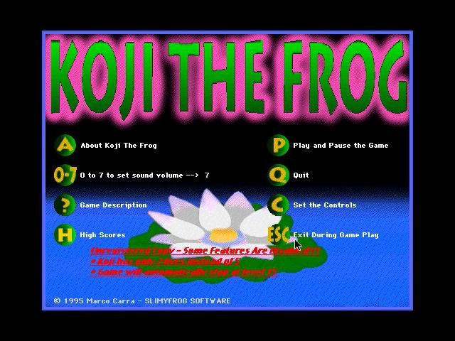 Game cover: Koji the Frog