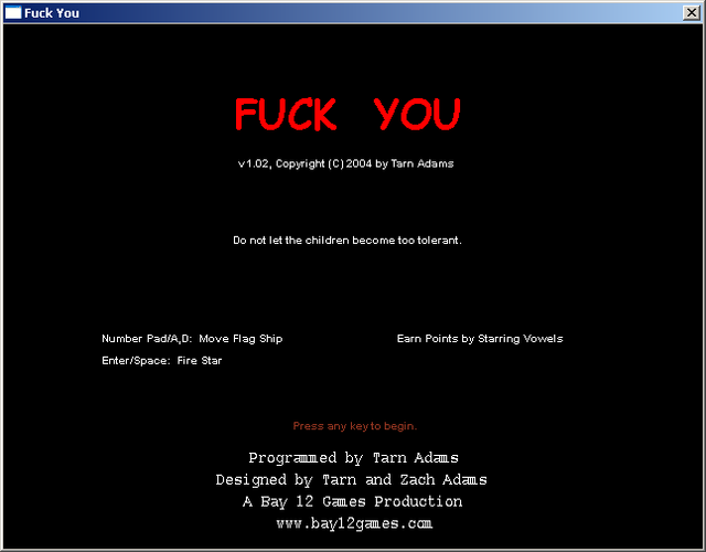 Game cover: Fuck You
