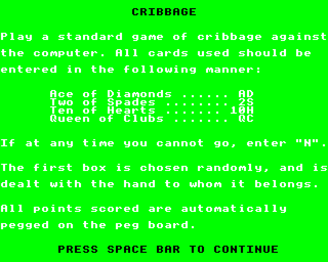 Game cover: Cribbage