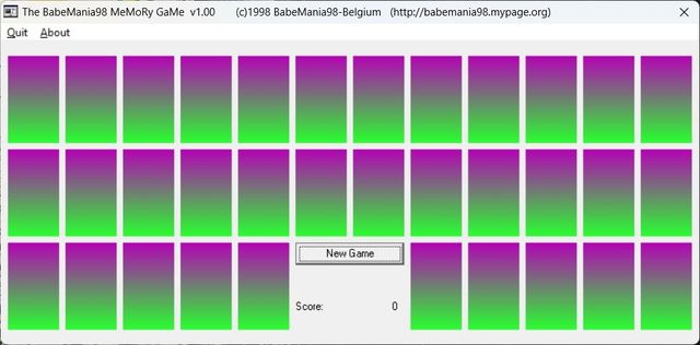 Game cover: The BabeMania 98 MeMoRy GaMe
