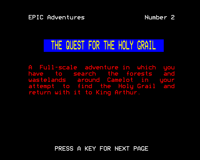Game cover: The Quest for the Holy Grail