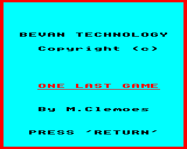 Game cover: One Last Game