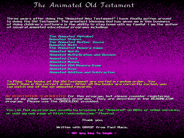Game cover: The Animated Old Testament