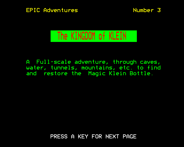 Game cover: The Kingdom of Klein