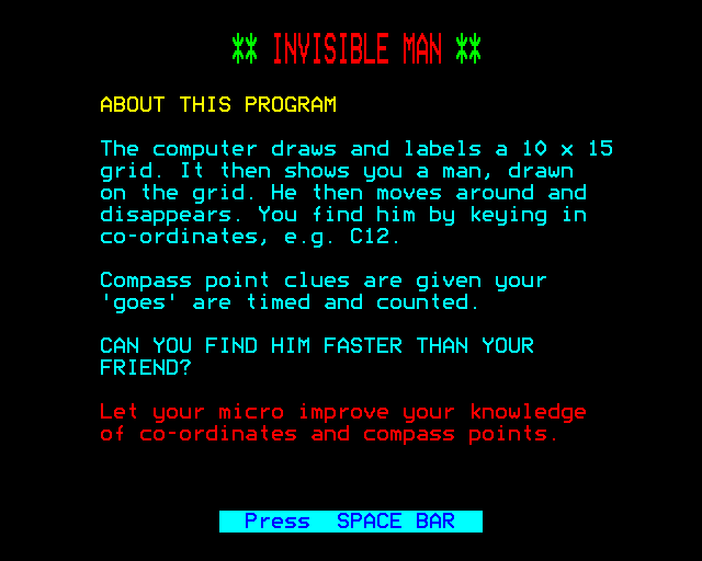 Game cover: Invisible Man