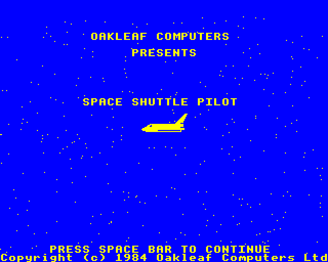 Game cover: Space Shuttle Pilot