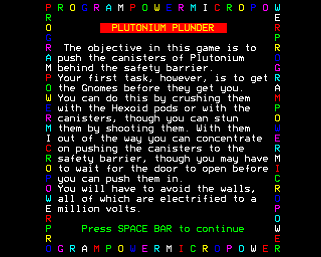 Game cover: Plutonium Plunder