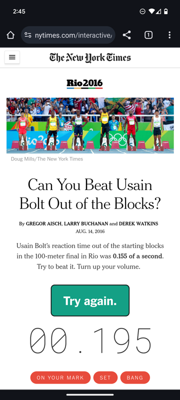 Game cover: Can You Beat Usain Bolt Out of the Blocks?