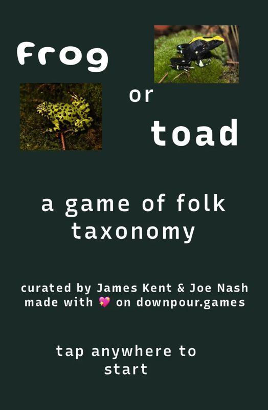 Game cover: Frog or Toad: A Game of Folk Taxonomy