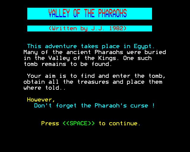 Game cover: Valley of the Pharaohs