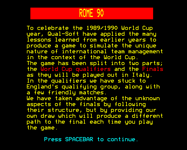 Game cover: Rome '90